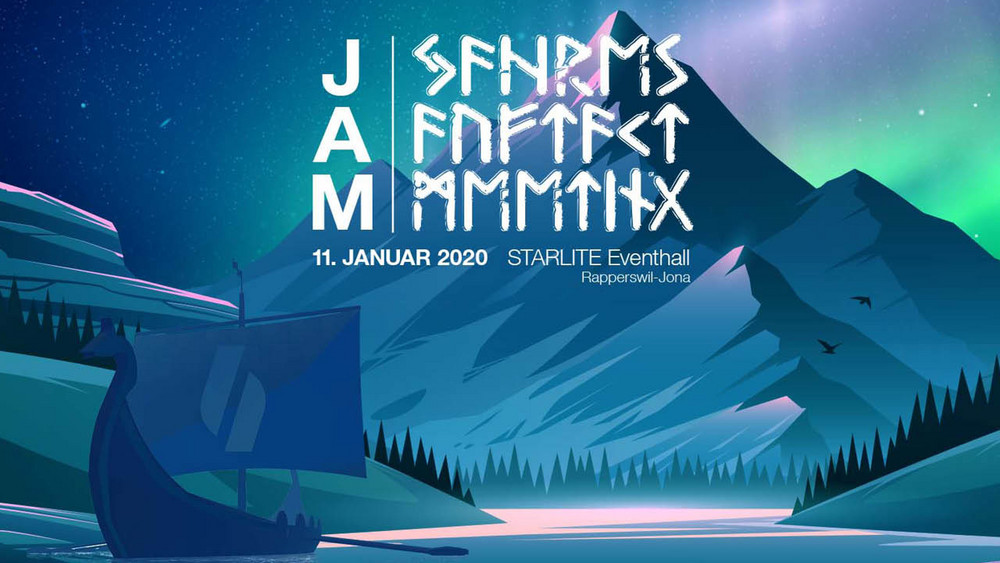Plakat Jahresauftaktmeeting 2020, Illustration Thema Wikinger
