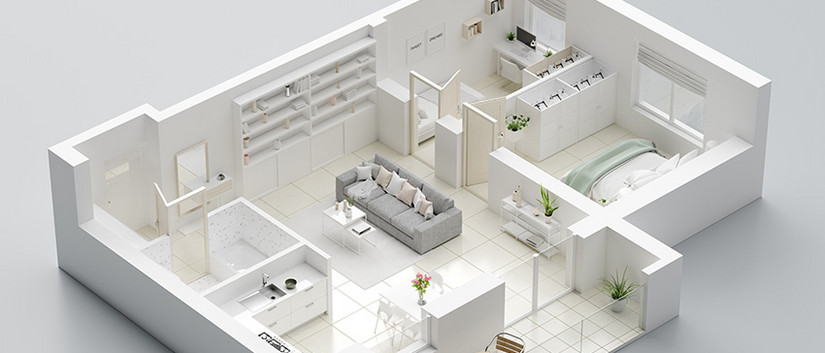 Modellhaus mit ersichtlicher Nutzfläche