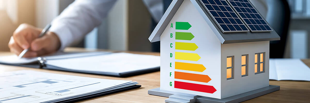 Modellhaus mit Energieskala 