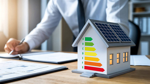 Modellhaus mit Energieskala 