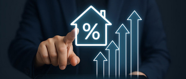 Hausmodell mit steigenden Pfeilen