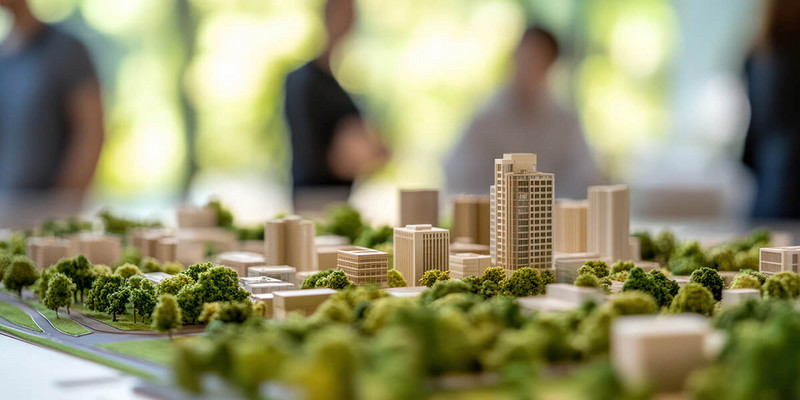 Miniatur Häuser mit viel Bäumen
