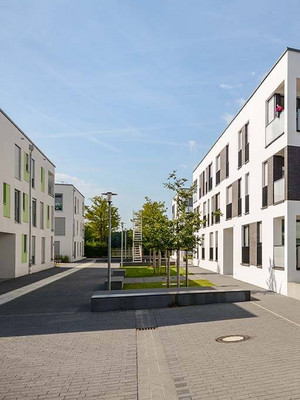 Neubau von weissen Mehrfamilienhäusern