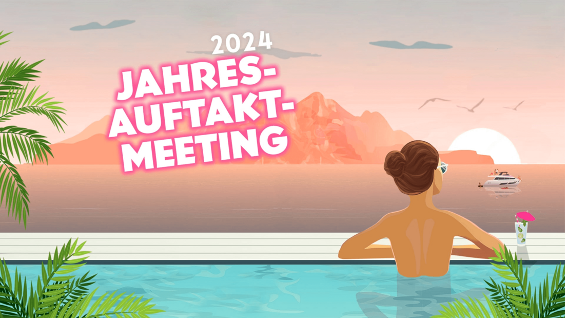 Plakat Jahresauftaktmeeting 2024, Illustration Thema Ibiza