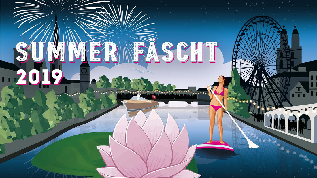 Plakat Sommerfest 2019, Illustration Thema Zürich-Fest