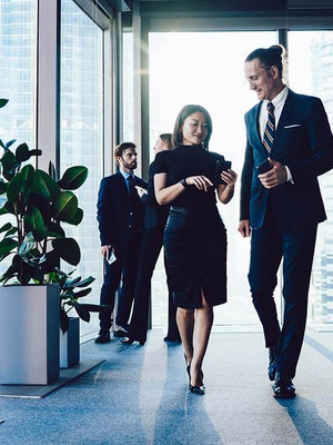 Maklerinnen und Makler sprechen im Büro