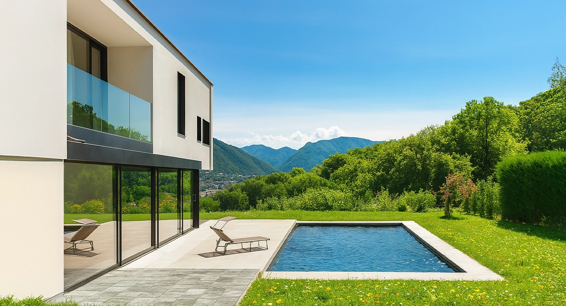 Haus mit Garten Frühling