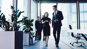 Maklerinnen und Makler sprechen im Büro
