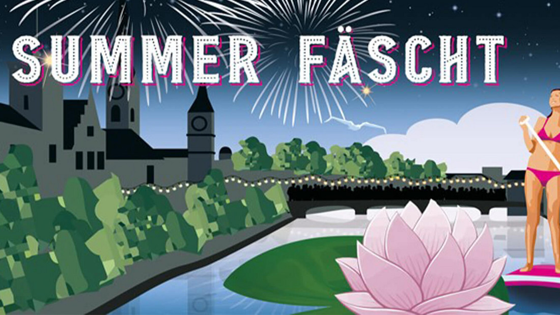 Illustration Zürich-Fest mit Frau auf SUP für das Sommerfest 2019