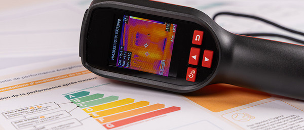 Zwei Personen schütteln einander die Hand vor Modellhäuser